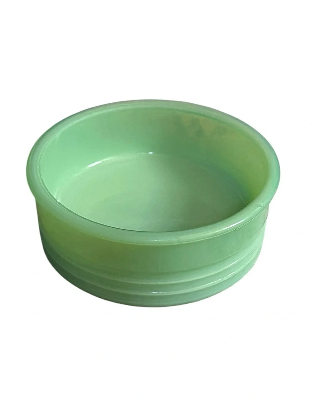 Jadeite Green Glass Round Antique Powder Jar Trinket Box Vtg Candy Dish READ